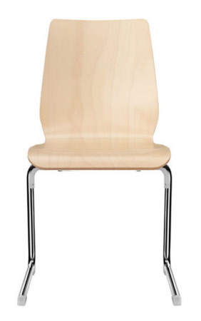 Holzschalenstuhl mit C-Gestell, Freischwinger, Stapelstühle